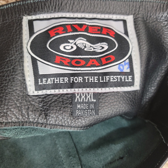 River Road Black Adjustable Leather Motorcycle Chaps Men's XXXL - Picture 4 of 4